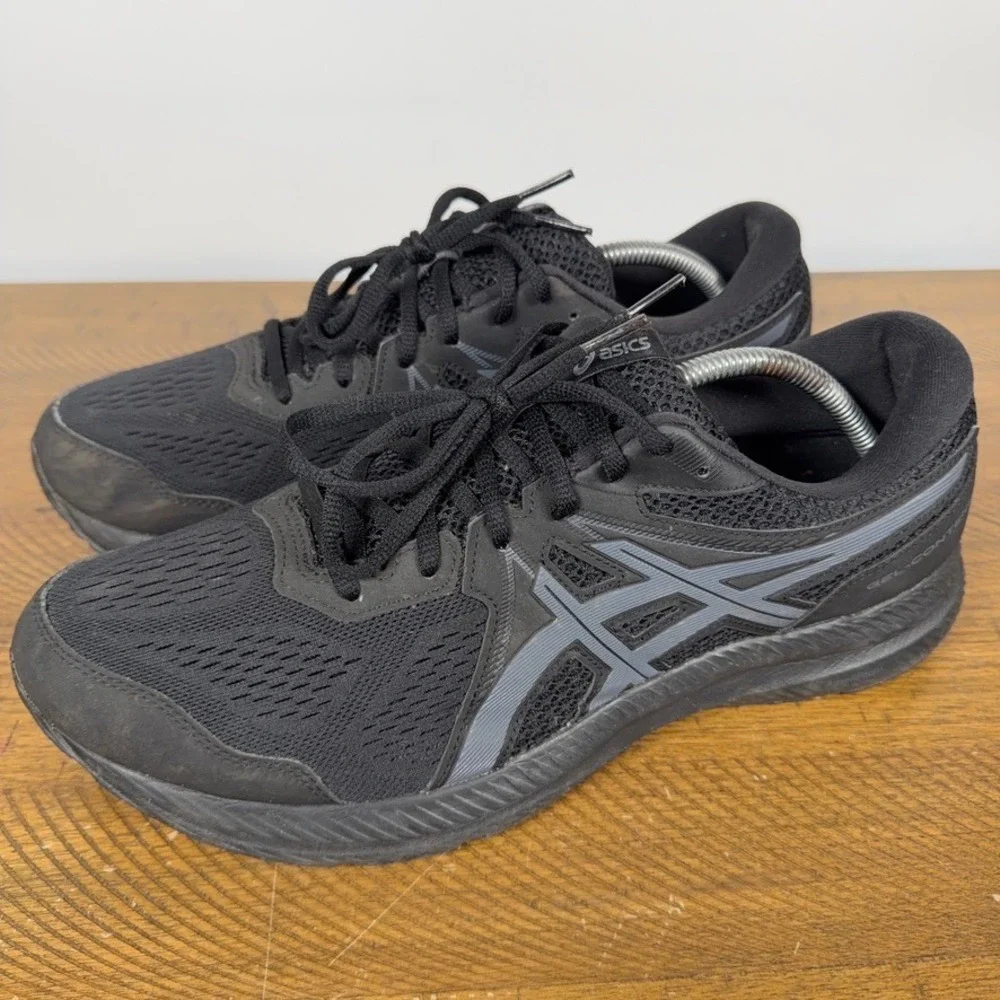 Asics Running‎ Shoes Mens 12 Black Gel-Contend 7 Athletic Mesh Sneakers Gym